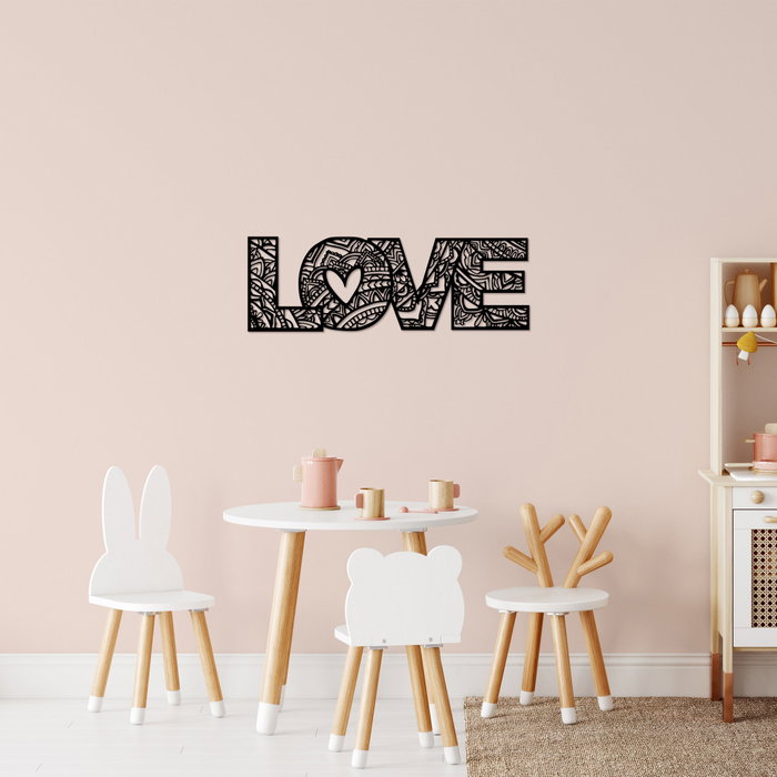 Wallity Love 5 Escultura de Pared de Metal Negra